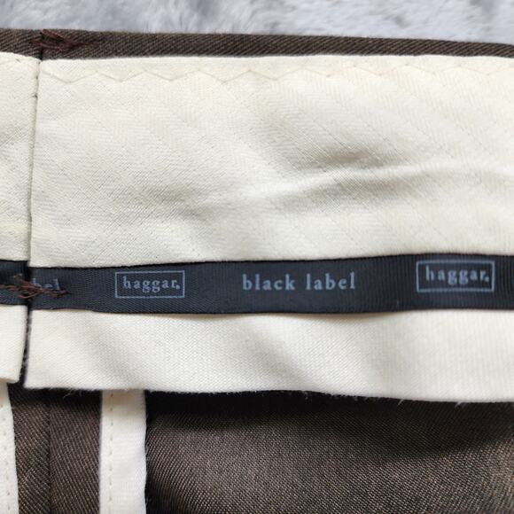 Haggar Black Label Pants Mens 34X30* Brown Classic Fit Pleated Dress Trousers - Picture 3 of 8